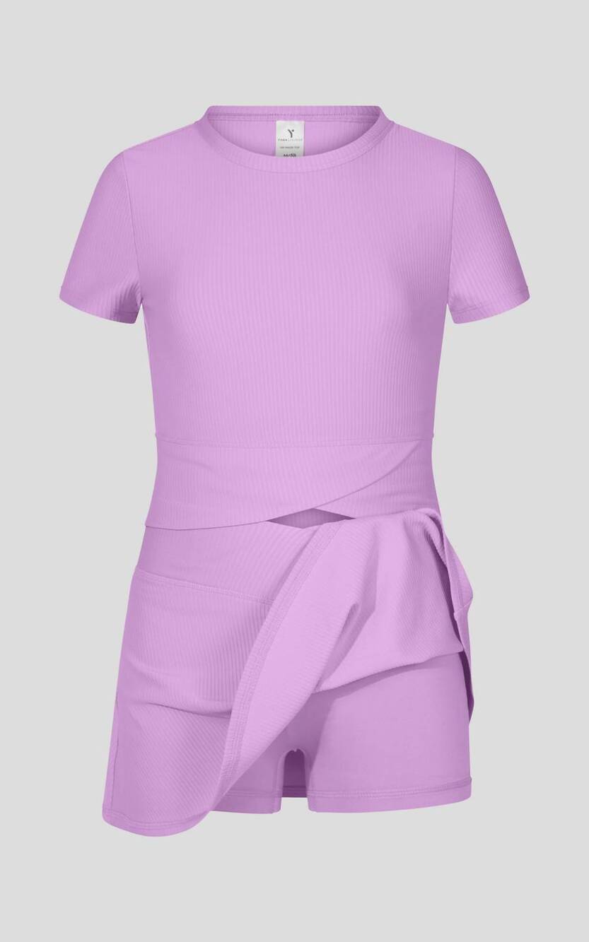 NEW 90 DEGREE BY REFLEX little girls' rib marie crossover top and skort set in l